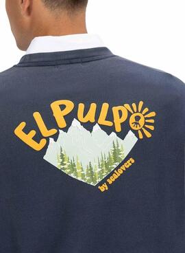 Sweatshirt El Pulpo Estampa Natureza Marinho para Homem