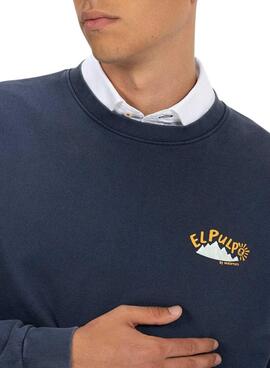 Sweatshirt El Pulpo Estampa Natureza Marinho para Homem