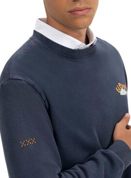 Sweatshirt El Pulpo Estampa Natureza Marinho para Homem