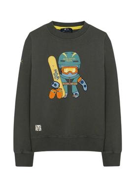 Camisola El Pulpo Estampa Snowboard Cinza para Homem