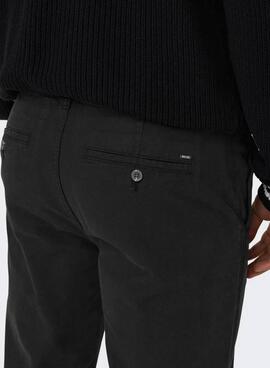 Calça Chino Only and Sons Preta para Homem