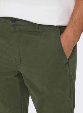 Calça Chino Only and Sons Verde para Homem