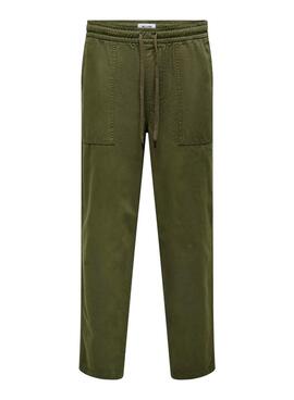 Calça Only and Sons Sinus Loose Verde para Homem