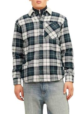 Sobrecamisa Jack and Jones Zac Teddy xadrez Verde para Homem