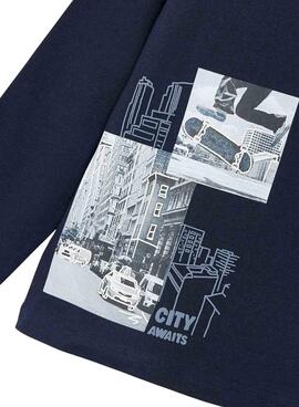 Camiseta Mayoral City Awaits Azul para menino