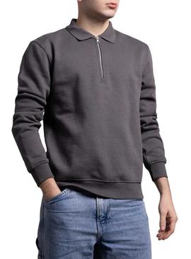 Moletom Klout Mid Zip cinza para homem