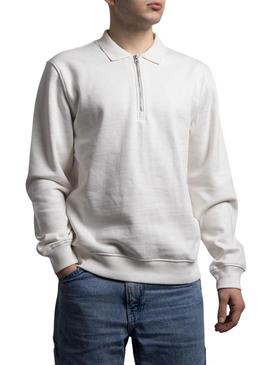 Moletom Klout Mid Zip branco para homem.