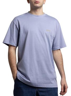 Camiseta Klout básica bordada azul para homem.