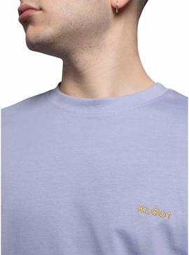 Camiseta Klout básica bordada azul para homem.