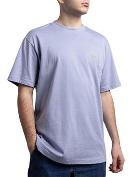 Camiseta Klout básica bordada azul para homem.