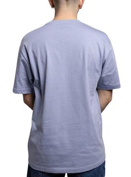 Camiseta Klout básica bordada azul para homem.