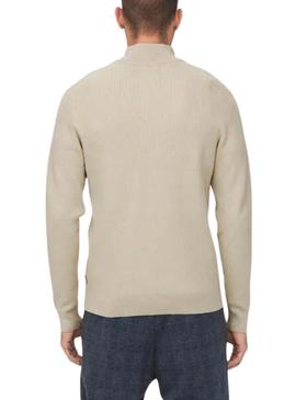 Camisola Only and Sons Phil com fecho de correr beige para homem.