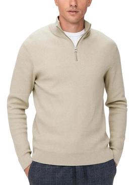 Camisola Only and Sons Phil com fecho de correr beige para homem.