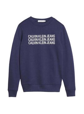 Sweat Calvin Klein Triple Logo Azul Marinho Menina