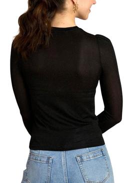 Camiseta Naf Naf lurex preto para mulher