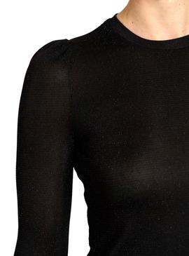 Camiseta Naf Naf lurex preto para mulher