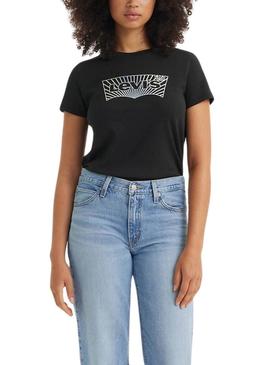 Camiseta Levis The Perfect Tee Shine preto para mulher.