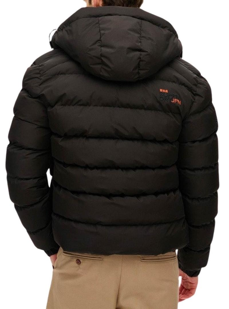 Jaqueta acolchoada Superdry com capuz Sports preto para homem.