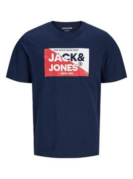 Camiseta Jack and Jones Nolan azul marino para homem.