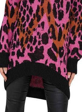 Camisola Only Helena de leopardo rosa para mulher.