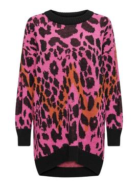 Camisola Only Helena de leopardo rosa para mulher.