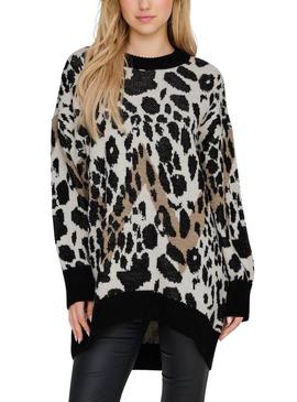 Jersey Only Helena leopardo preto para mulher.