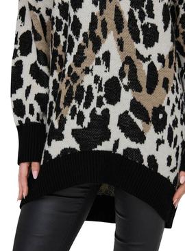 Jersey Only Helena leopardo preto para mulher.