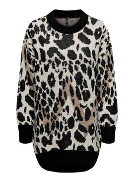 Jersey Only Helena leopardo preto para mulher.