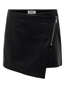 Saia-calça Only Collie em polipele preto para mulher.