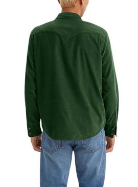 Camisa Levis Barstow Western verde de pana para hombreTradução para o português: Camisa Levis Barstow Western verde de veludo cotelê para homem.