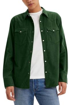 Camisa Levis Barstow Western verde de pana para hombreTradução para o português: Camisa Levis Barstow Western verde de veludo cotelê para homem.