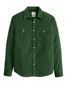 Camisa Levis Barstow Western verde de pana para hombreTradução para o português: Camisa Levis Barstow Western verde de veludo cotelê para homem.