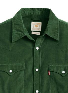 Camisa Levis Barstow Western verde de pana para hombreTradução para o português: Camisa Levis Barstow Western verde de veludo cotelê para homem.