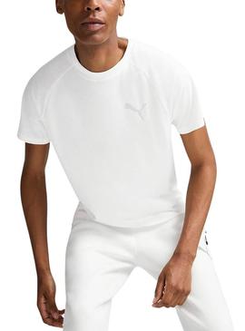 Camiseta Puma Evostripe branca para homem.