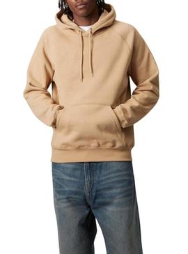 Moletom com capuz Carhartt Chase caramelo para homem.