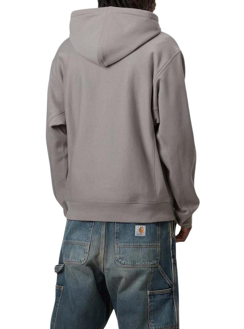 Moletom Carhartt Hooded American Script cinza para homem.