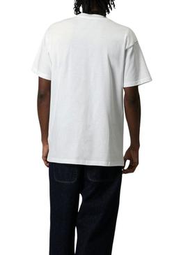 Camiseta Carhartt Label Script branca para homem.