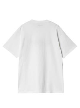 Camiseta Carhartt Label Script branca para homem.