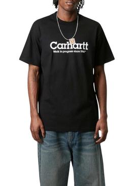 Camisa Carhartt Label Script preta para homem.