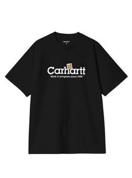 Camisa Carhartt Label Script preta para homem.