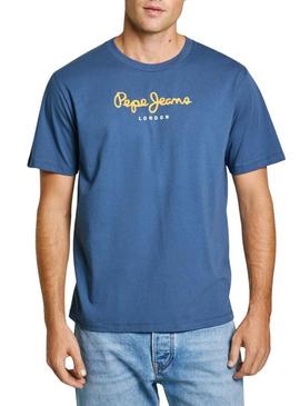 Camiseta Pepe Jeans Eggo azul para homem.