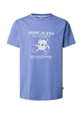 Camiseta Pepe Jeans Perkins azul para homem.