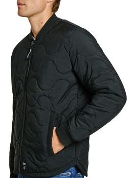 Jaqueta bomber Pepe Jeans Malabar acolchoada preta para homem.