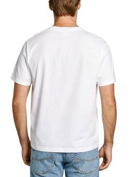 Camiseta Pepe Jeans Flag branca para homem.