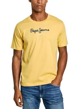 Camiseta Pepe Jeans Eggo amarela para homem.