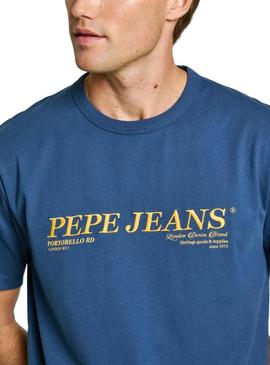 Camiseta Pepe Jeans Dylan azul para homem.