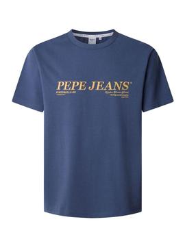 Camiseta Pepe Jeans Dylan azul para homem.