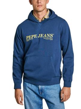 Moletom Pepe Jeans Dylan com capuz azul para homem.