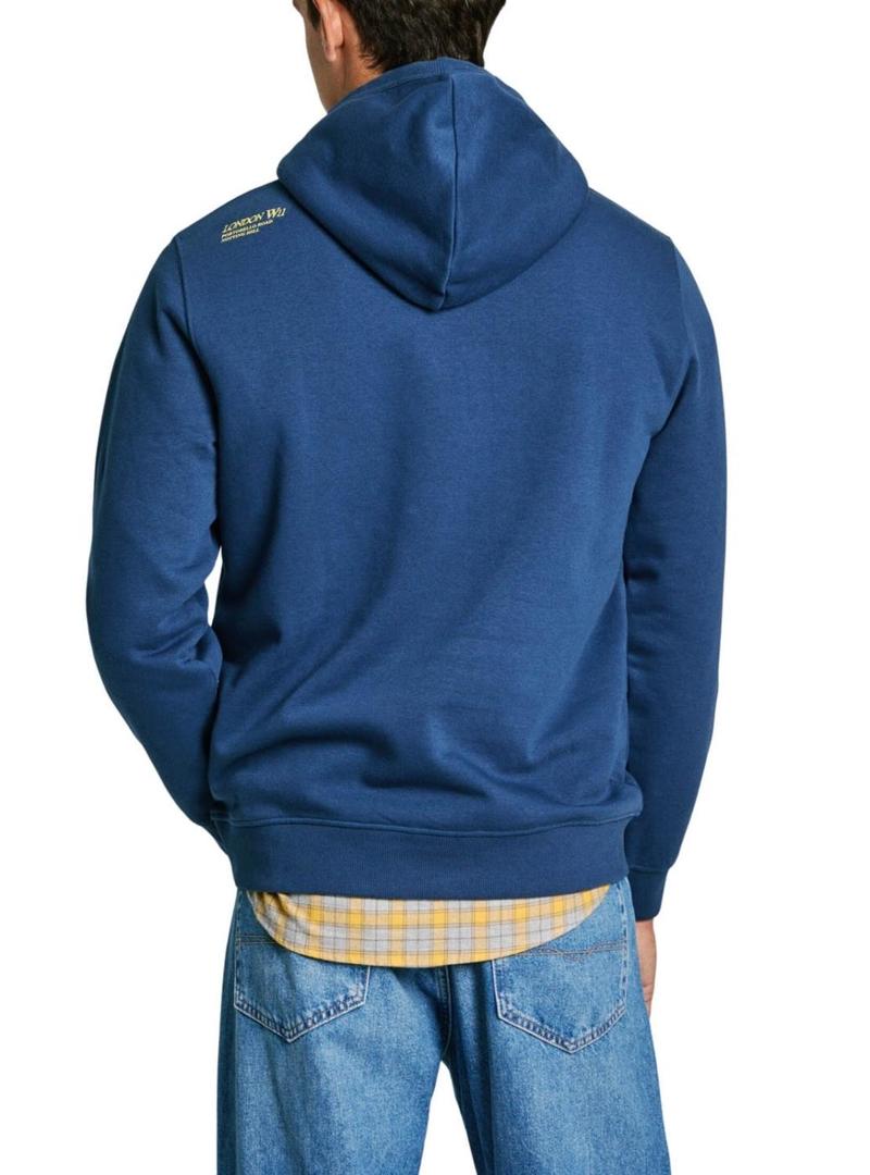 Moletom Pepe Jeans Dylan com capuz azul para homem.