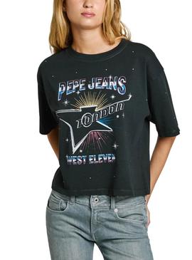 Camiseta Pepe Jeans Louise preta para mulher.